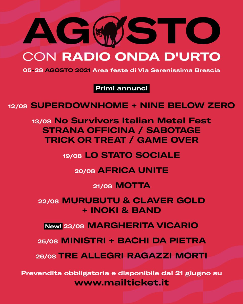 radiondadurto's tweet photo. "Agosto con Radio Onda d'Urto": dal 5 al 28 agosto 2021 in via Serenissima a #Brescia  -> https://t.co/ZKw7ThrZqu https://t.co/BeafTVOud8