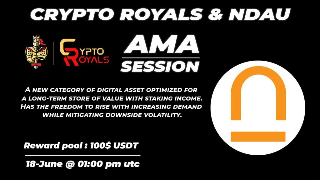 CryptoRoyals's tweet photo. Crypto Royals AMA Session with nDau.

 Prize: 100$ USDT
 Date: 18th June,2021
 Time: 1:00 PM UTC 
 Venue: https://t.co/MvlI8utDI3

Rules:
Follow @ndaucollective and @CryptoRoyals

Like,Retweet and comment your questions (Tag 3 friends) 
Ask maximum 2 Questions https://t.co/fyR4wYJtm2
