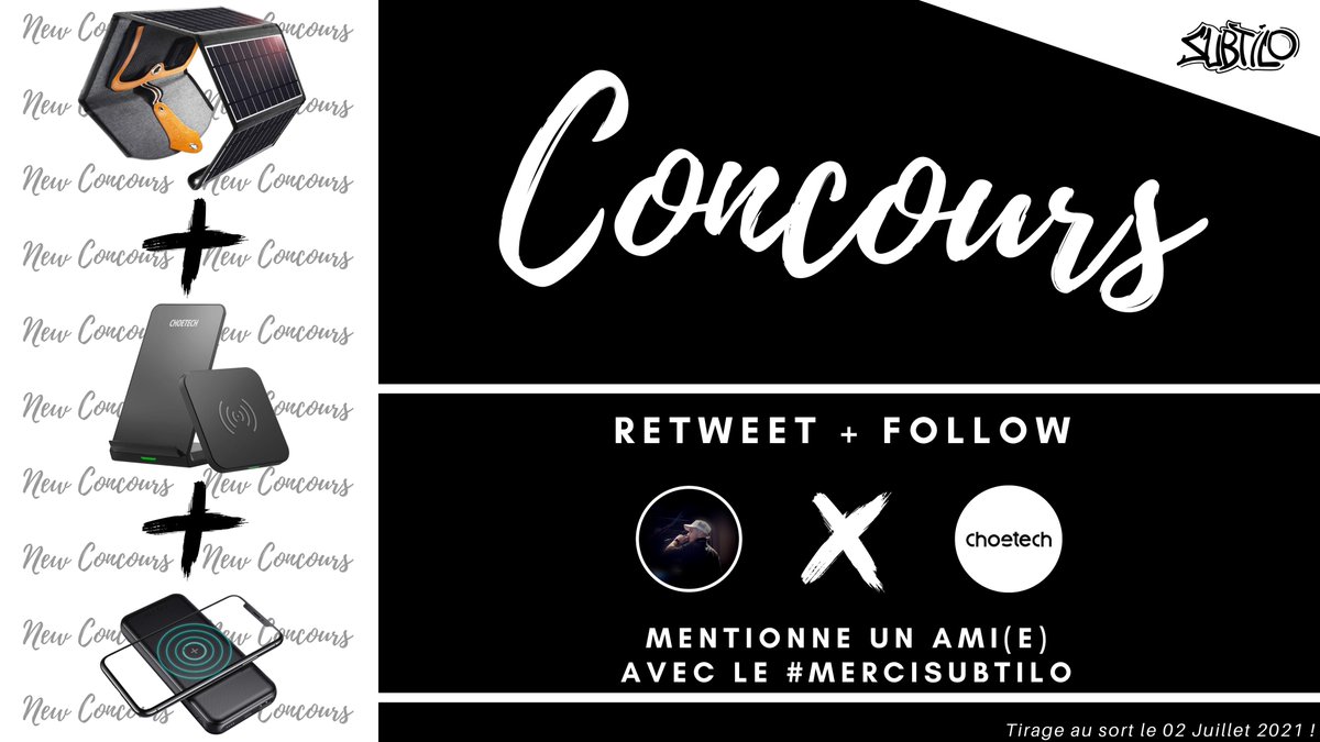 Subtilo_'s tweet image. #Concours 🎁

Gagne ton Panneau Solaire Portable + 1 Batterie Externe + 2 Chargeurs Inductions 🤩
( + de 100€ de Lots 😱)

Pour participer :

✅#RT
✅#FOLLOW @Subtilo_ + @ChoetechFr
✅#MENTIONNE UN AMI(E)
AVEC LE #MerciSUBTILO !

Tirage au sort le 2 Juillet !

#Bonne #Chance 🍀
