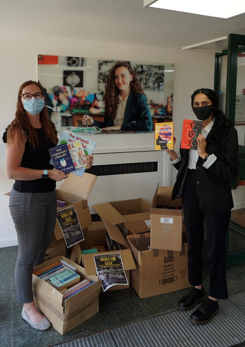 Myiesha in Year 12 has done a phenomenal job on her collection for #BooksforGaza and has already amassed thousands of books, including a huge volume from the pupils and staff of Ribston Hall. Well done Myiesha! She is pictured here with Ms Haines, our School Librarian.