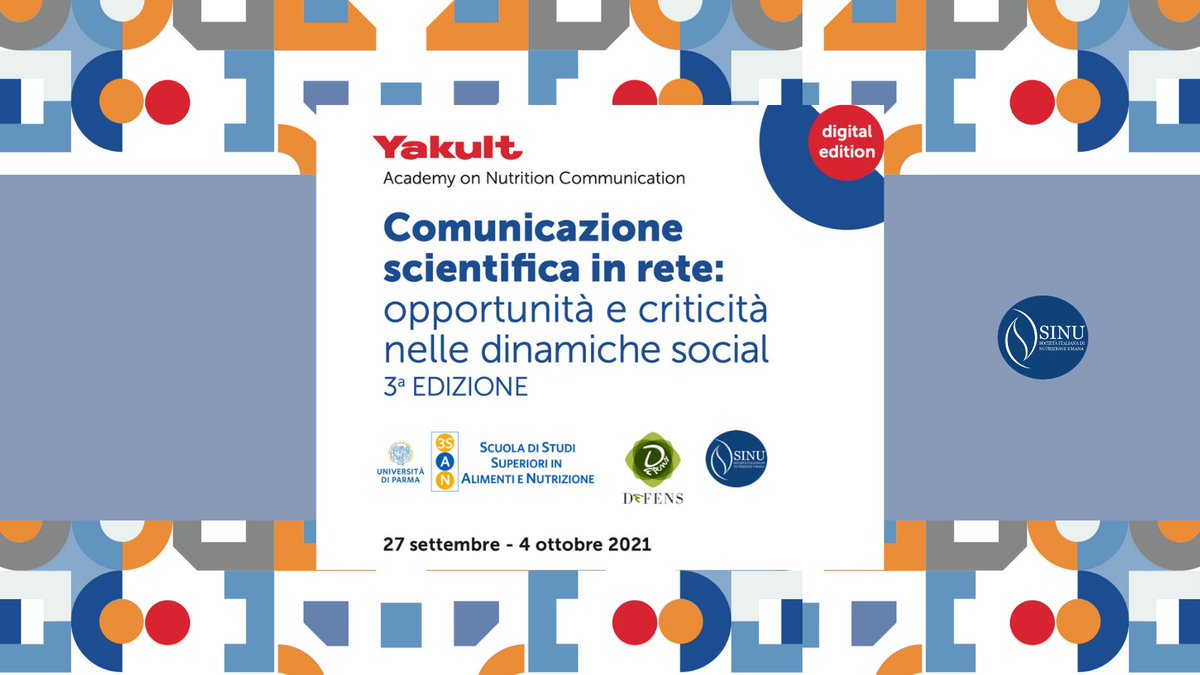 SINU_Italia's tweet photo. 📣Torna la "#YAKULT ACADEMY ON NUTRITION COMMUNICATION. Comunicazione scientifica in rete: opportunità e criticità nelle dinamiche social!"
Info programma, bando e iscrizioni: https://t.co/Vyc6NuRiZS https://t.co/3FZTTmsZR2