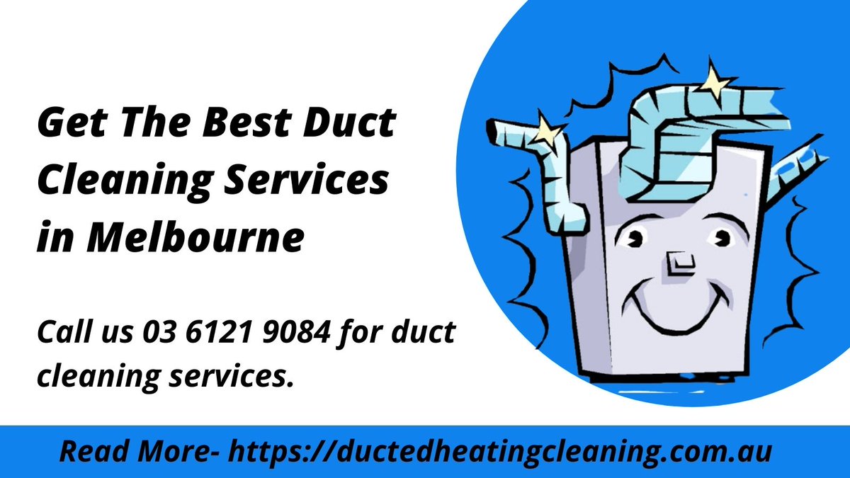ducted_heating's tweet photo. Call @ducted_heating today for professional duct cleaning services that will keep all of your properties clean and safe. Hire our professional team now and get the same-day #ductcleaningservices. 

Read More- https://t.co/2vWzpQE6qs
#airductservices #Melbourne https://t.co/cZ9MEya7e6