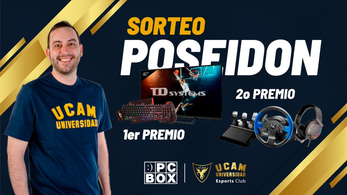 ✨SORTEO✨

¡1⃣ PREMIO! = TELEVISOR 40" + KIT NETWAY GAMING XKS530

¡2⃣ PREMIO! = AURICULARES XH630+THRUSTMASTER VOLANTE+PEDALES

¿¡COMO PARTICIPAR?!

1⃣ SEGUIR A <a href="/Poseidon_DZ/">Poseidon</a> <a href="/UCAM_esports/">UCAM Esports</a> <a href="/PC_Box/">PCBOX</a> 
2⃣RT AL TWEET
3⃣MENCIONA A TU MEJOR AMIGO

¡ACABA EL 22 DE JUNIO! #GoUCAM