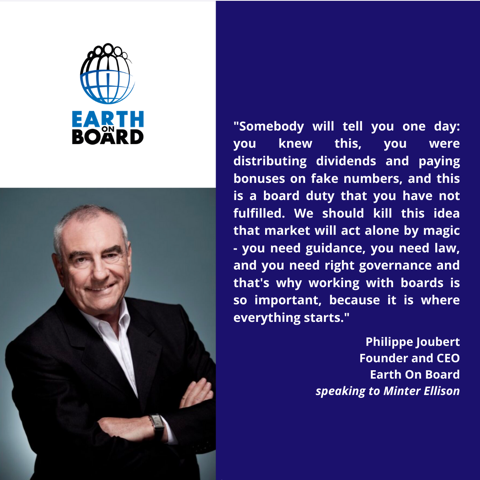 Philippe Joubert (@joubertphilippe) on Twitter photo I recently joined a <a href="/minterellison/">MinterEllison</a> podcast to discuss 'Understanding directors' duties and climate risk'
Listen to the full recording and read more here: earthonboard.org/post/understan…
#earthonboard I recently joined a <a href="/minterellison/">MinterEllison</a> podcast to discuss 'Understanding directors' duties and climate risk'
Listen to the full recording and read more here: earthonboard.org/post/understan…
#earthonboard