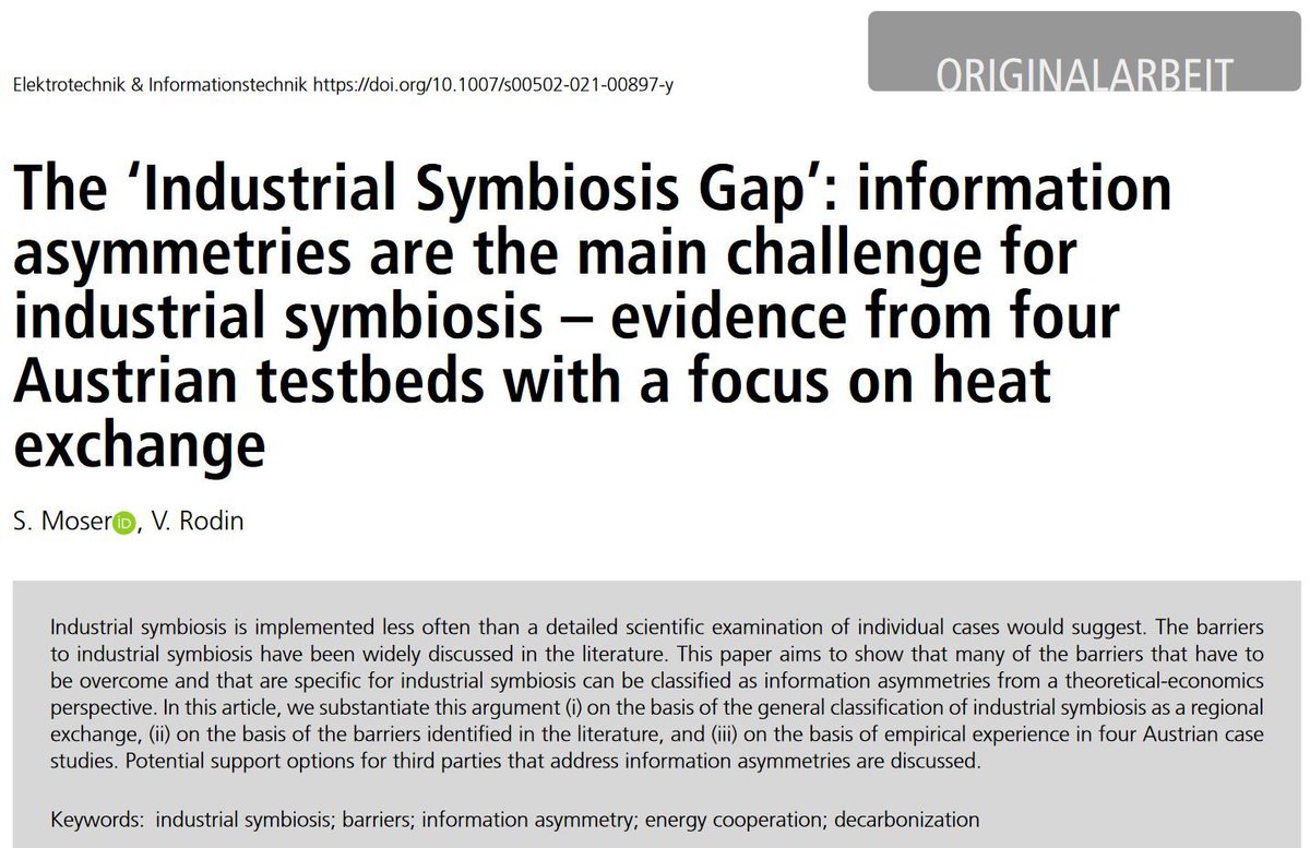 NEFI_AT's tweet photo. 🔊Pleased to share a new paper ’The ‘#IndustrialSymbiosis Gap’.. written within 2⃣ great #NEFI projects #Indugrid & #GmundenHighTemperatureHeatLink: https://t.co/O7QGWF02Be
Congrats to the authors Simon Moser, Valerie Rodin from @energie_inst & e&i guest editor @T_Kienberger! https://t.co/ftjFU3Vv6f
