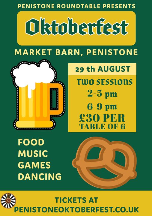 We all need something to look forward to! For #Penistone there is the first #Oktoberfest put on by <a href="/PenistoneRT1094/">Penistone RT</a> - time to toast with friends! Tickets available: penistoneoktoberfest.co.uk 

Spread the word! <a href="/PenistoneFM/">PenFM</a> <a href="/AndBrewhouse/">Penistone Tap and Brewhouse</a> <a href="/PenFruitAndVeg/">Penistone Fruit & Veg</a> #Penistone #Barnsleyisbrill