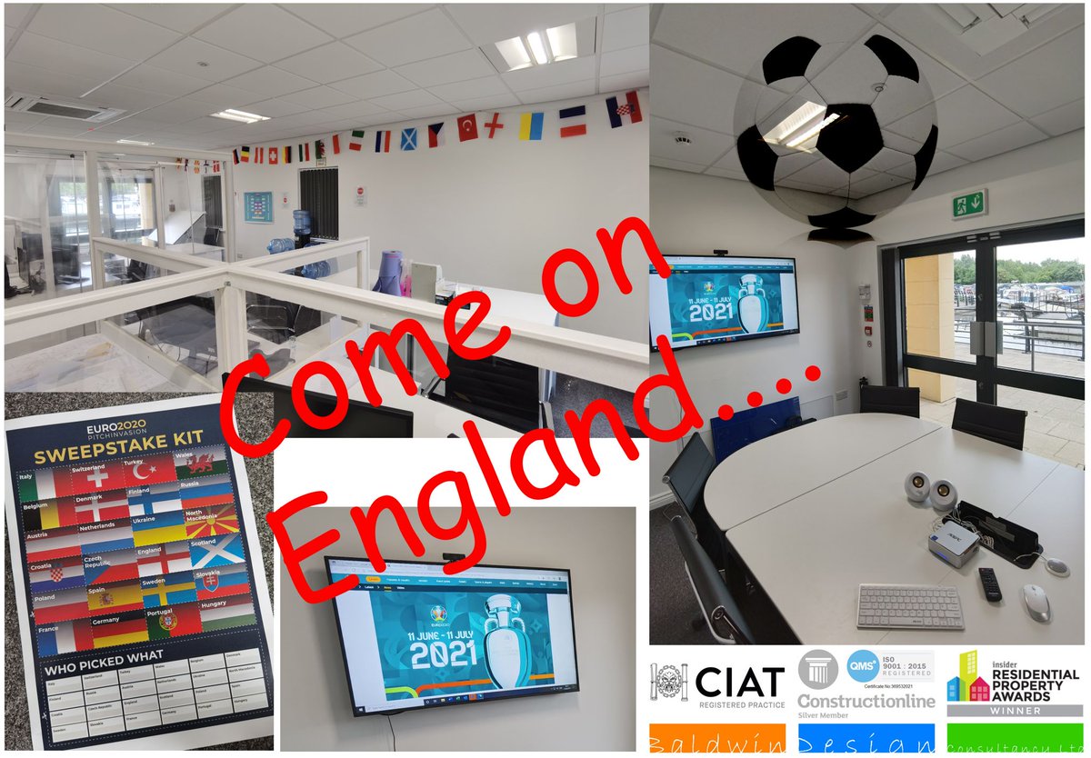 **** COME ON ENGLAND ****

Baldwin Design Consultancy Ltd are really looking forward to the Euros and we have decorated the office for the occasion

We have done a staff sweepstake to make it a little more interesting. Good luck to everyone

#euros2021 #england #goodluck