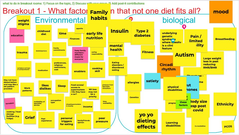 BrownAdey's tweet image. Wonderful workshop by @EmilieCombet &amp;amp; @ChaitongMD  about inter-variability of diets. Discussions on the environmental &amp;amp; biological factors meaning that not one diets fit all, what factors influence success &amp;amp; impact of choosing a diet @BDA_Obesity #BDAObesityEvent