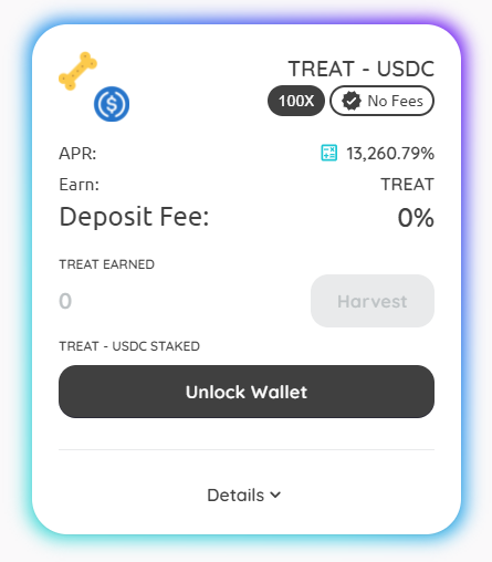 polywoof_token's tweet photo. Earn up to 13k% APR in our TREAT-USDC farm, or 7.3k% APR in our single-asset TREAT pool! Yes, you read that right, APR, not APY. These numbers are before taking into account compounding your gains!

Come join us and our yield farms on @0xPolygon

#PolygonNetwork #YieldFarming https://t.co/AarAMlBidx