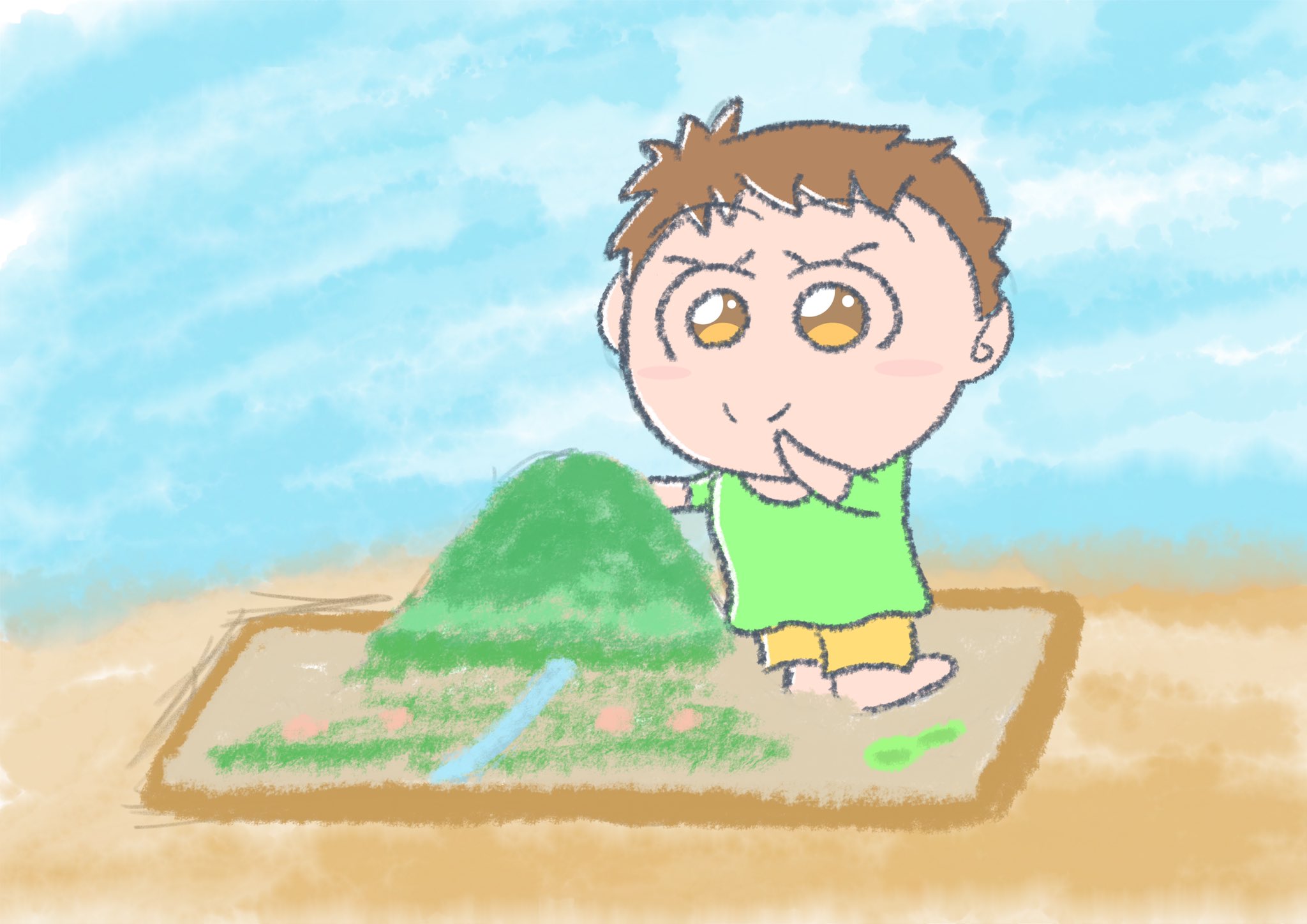 Aki こちらは趣味垢でーす Twitterren 砂場で村を作っている男の子 イラスト イラストレーター かわいいイラスト 私の絵柄が性癖に刺さる人に届いてほしい みんなで楽しむtwitter展覧会 T Co Taevkksrrz Twitter