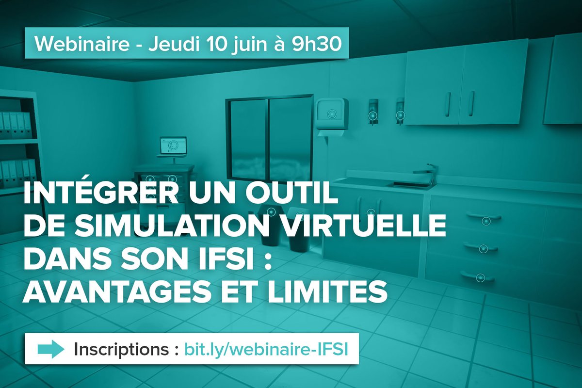 IFSImulation's tweet image. [WEBINAIRE J-1]
Dernière ligne droite pour les inscriptions à notre webinaire "Intégrer un outil de simulation virtuelle : avantages et limites".

👉 Jeudi 10 juin à 9h30
👉 Inscriptions ici : bit.ly/webinaire-IFSI