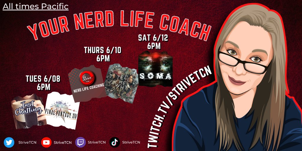 This week's schedule is up and we have some goodies planned! Thursday we're back at live life coaching! Stay tuned for updates on what we'll be talking about before gaming. See you there 👀