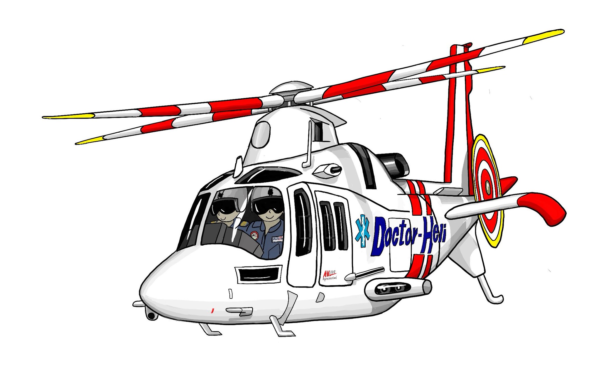 Twitter 上的 航空機と車のイラストレーター Aw109のドクターヘリ描いてみました カワかっこ良く描いたつもりが カワいい感じだけに Aw109 ドクターヘリ ヘリコプター イラスト T Co Sydussqcce Twitter