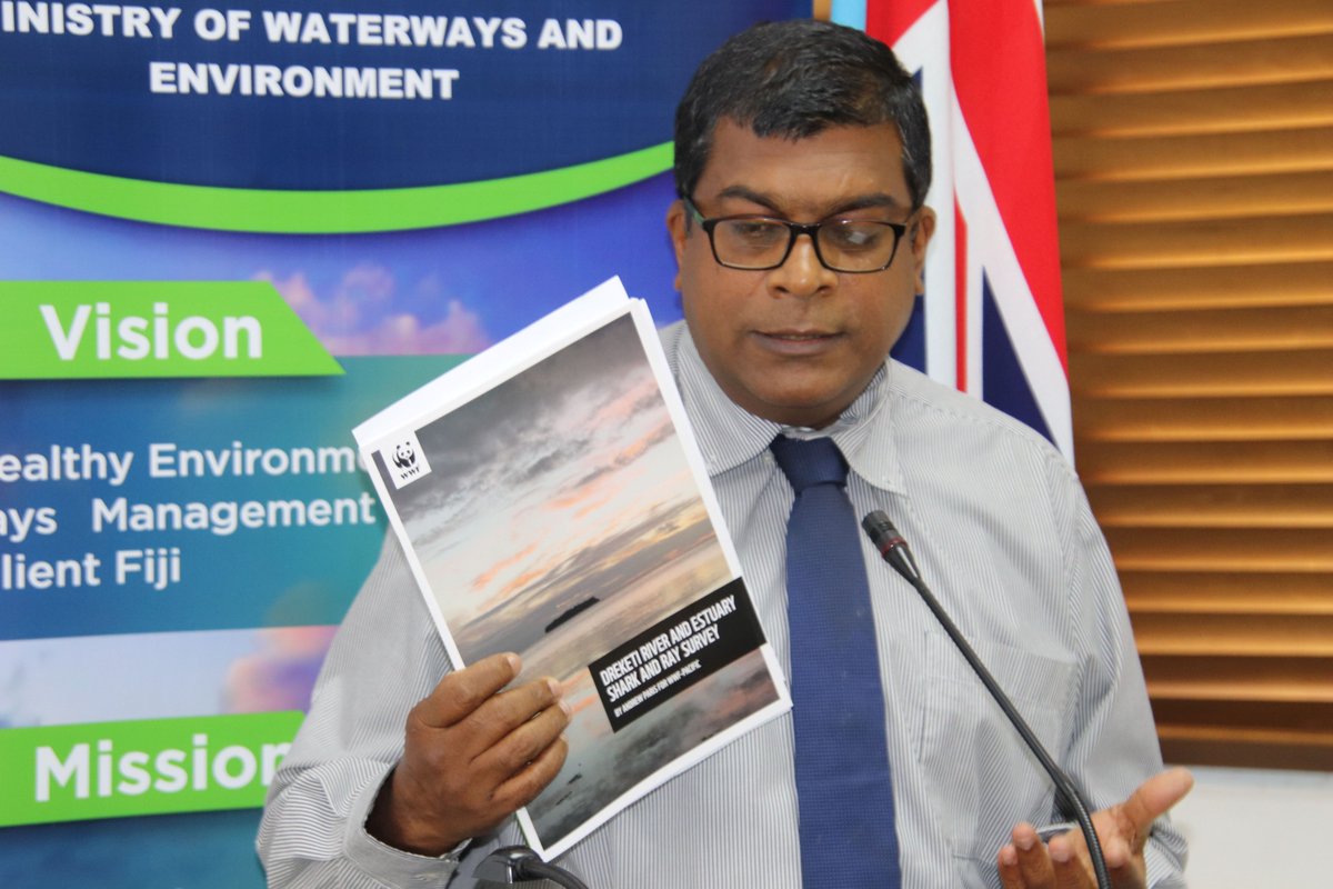 wwfpacific's tweet photo. This #WorldOceansDay Fiji Ministry of Environment &amp; stakeholders launched its Dreketi River &amp; Estuary Shark &amp; Ray Survey report which provides a 📸 of the species of sharks &amp; rays found within &amp; around Fiji’s deepest river. More Info &amp; Report Download 👇https://t.co/6tAffshmkR https://t.co/Ev7UsNZYys