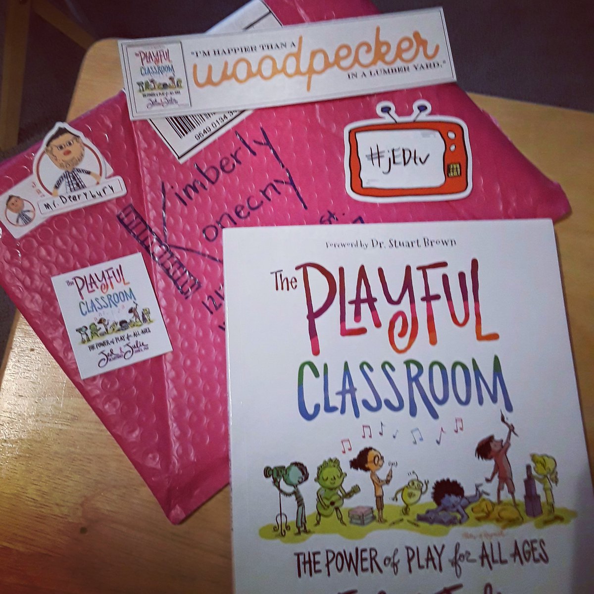 kkonecny13's tweet photo. "Happy Mail," today! I am excited to dive into this book & have more FUN next year with my students! @mrdearybury even included a bookmark & several stickers with my autographed copy. #playfulclassroom #fancywriting #KK #KonecnysScholars @JuliePJones https://t.co/IkO1J4Uneb