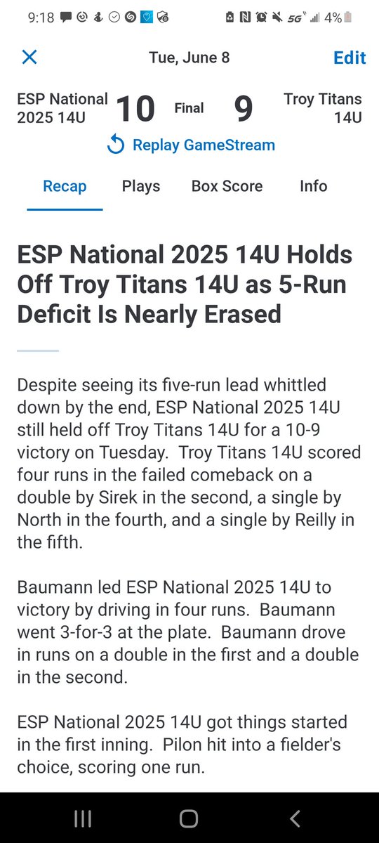 ESP Select Baseball 2025 National tweet media