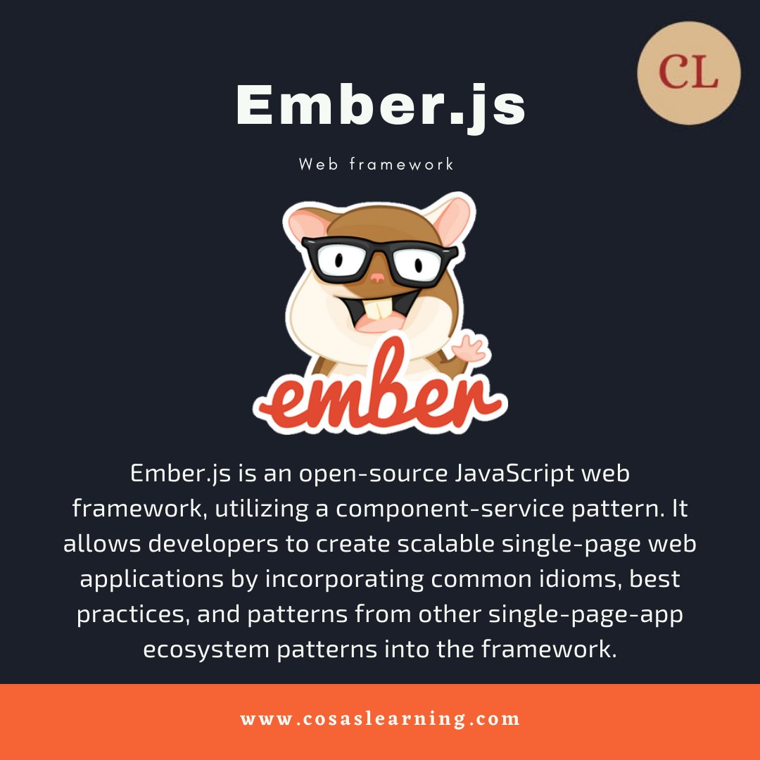 Ember.js Web framework 
To learn more, visit cosaslearning.com 

#webdevelopment #programming #coding #development #frontendframework #framework #frameworks #javascript #webframeworks #ember #emberjs #webframework