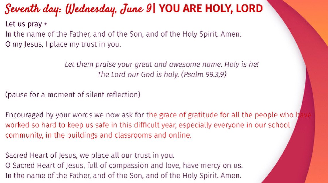 The Seventh Day of the Novena : YOU ARE HOLY, LORD