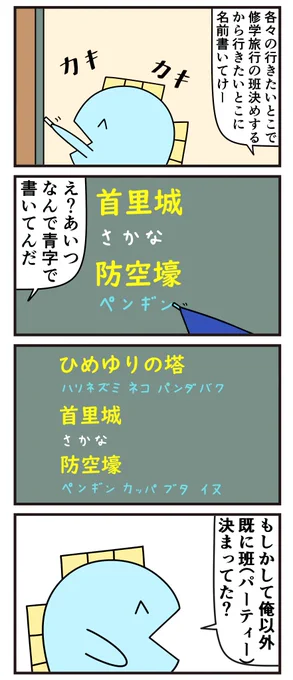 魚の4コマ「青字」 