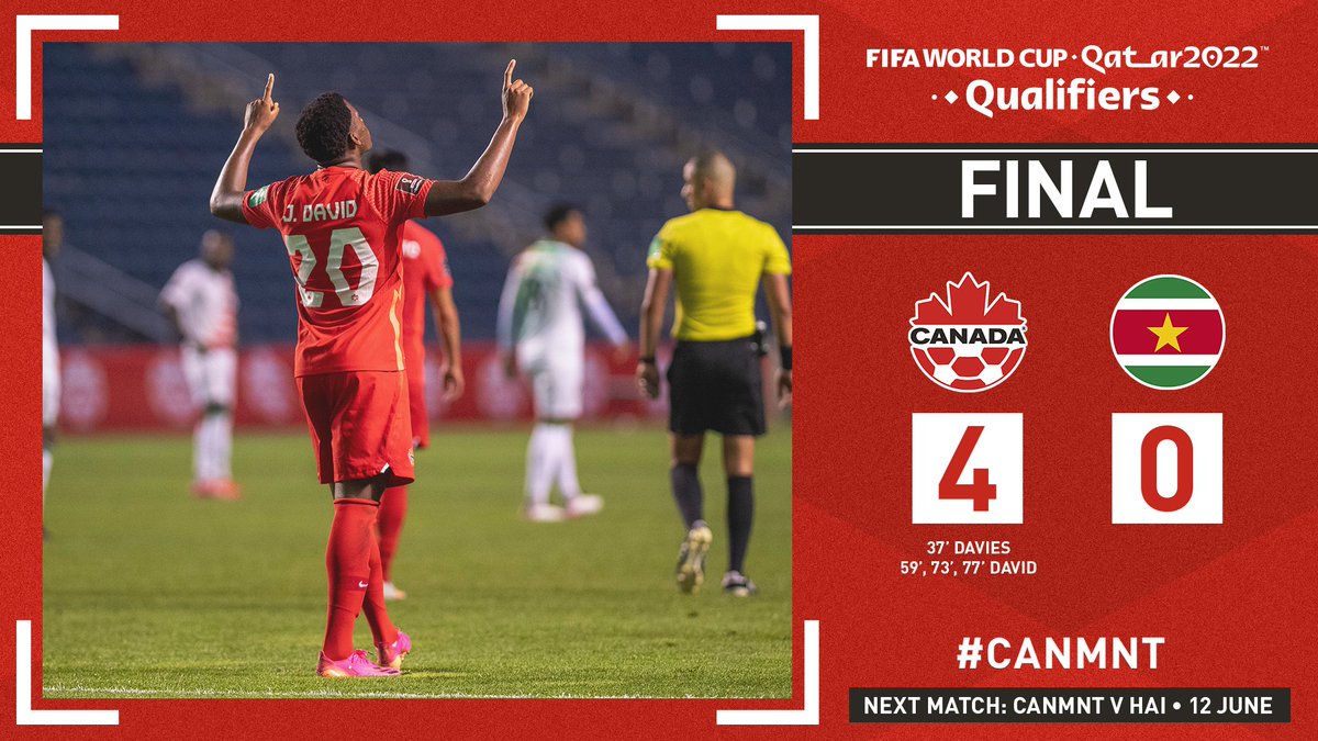 FT from Chicago! 

#CanMNT 🇨🇦 4:0 🇸🇷 SUR

#WCQ2022