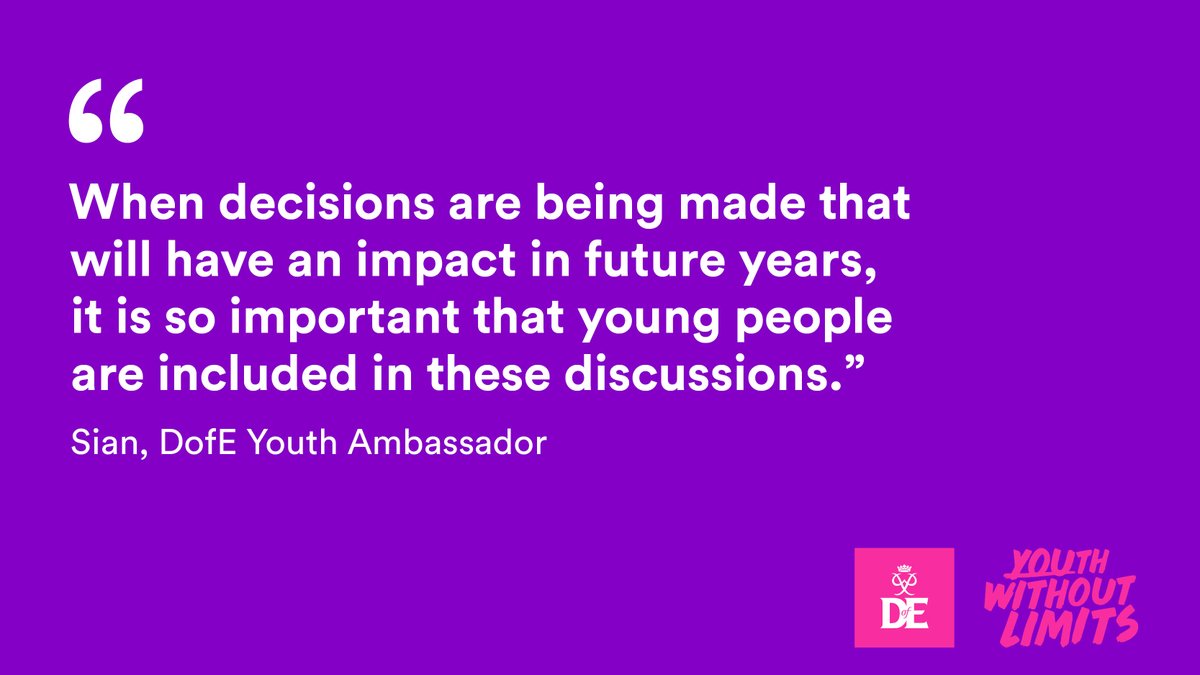DofE's tweet image. We believe it is time to listen - really listen - to what young people really need and want. It’s why key decision makers have come together with young people to listen and discuss what needs to change post-pandemic. #ListenWithoutLimits