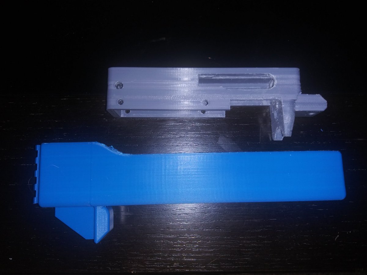 WaynePrintsGuns's tweet photo. Receiver and main chassis complete! Forend is on the printer now! Waiting on parts from gunpartscorp and Ruger to show up now. #3dprinter #3Damendment #cantstopthesignal #3dprintedguns #ghostgun #ender3 #2a https://t.co/qIg8ybd35v