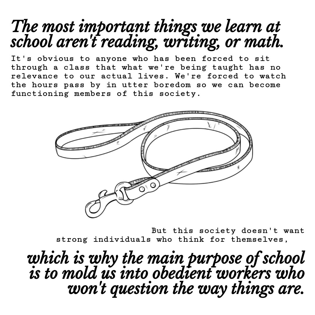 resist_zine's tweet photo. Who Doesn't Hate School?

source unknown (2012)

#school #calvin #education #revolution #youth #university #brainwashed #mindcontrol #calvinandhobbes #progressive  #zine #activist #activism https://t.co/lusYFSDMAd