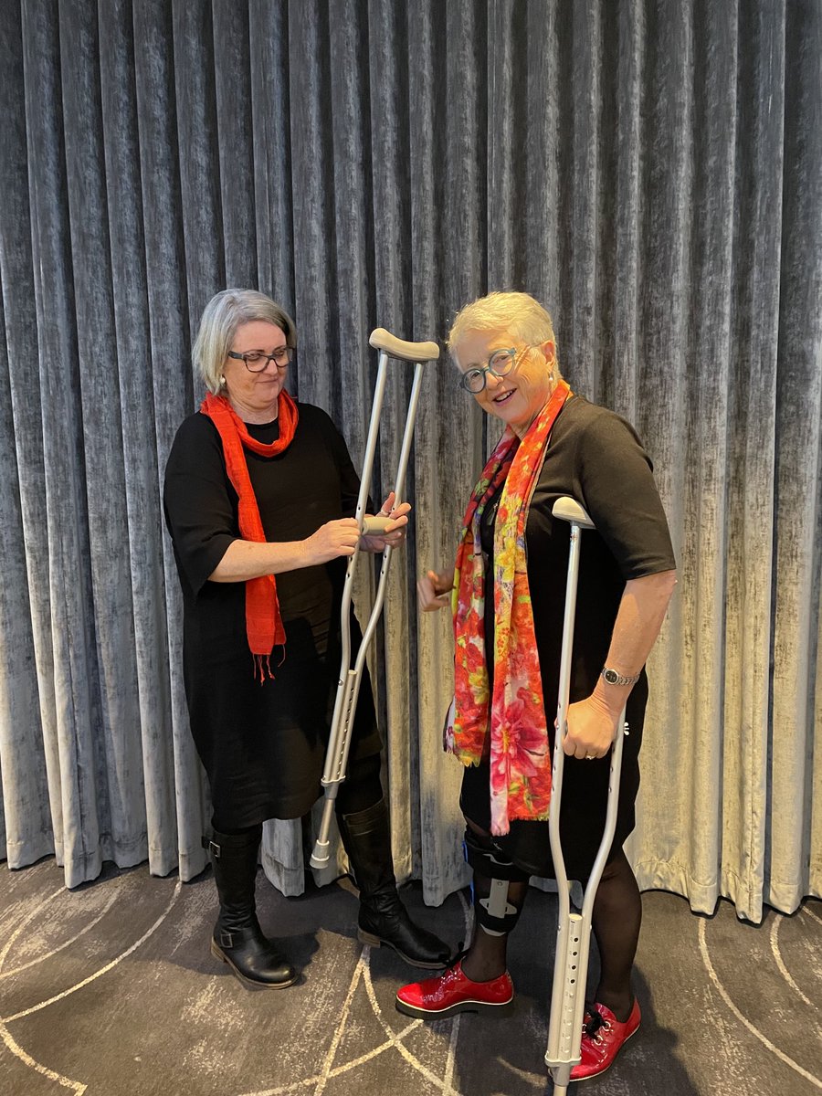 maloney_cath's tweet photo. Rural allied health skills on the run! “Are those crutches properly fitted, Commissioner?” ⁦@RuralHC_Aus⁩ ⁦@SARRAHealth⁩ https://t.co/Di3gzx6j9h