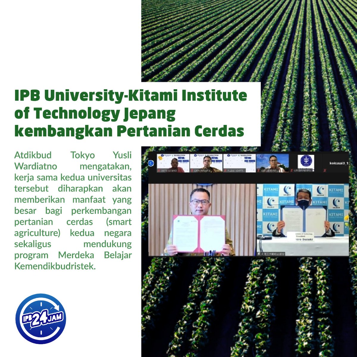 IPB24JAM's tweet photo. IPB University-Kitami Institute of Technology Jepang kembangkan Pertanian Cerdas
#IPB #IPBUniversity #IPBDigdaya #KampusTerbaik #KampusMerdeka #IPB24JAM #IPBKeren #InovasiIPB #KampusIPB #InfoIPB https://t.co/NMUY9roH69