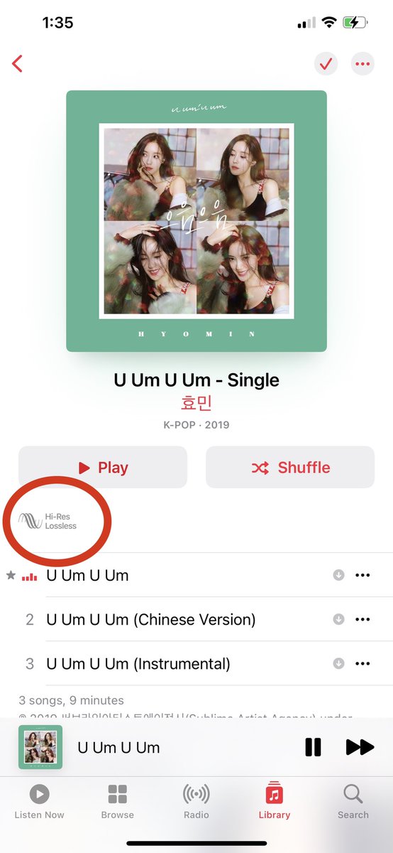 BoAddict's tweet image. Ohhhh I wasn’t expecting a HI-RES lossless version lol now I can enjoy U Um U Um even more! 🤩☺️

…except I don’t think I have headphones that support even basic lossless 😅

#효민 #Hyomin #으음으음 #UUmUUm