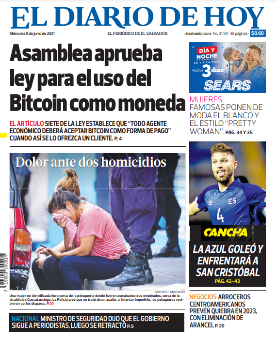 EDHNoticias's tweet photo. Te compartimos la portada de El Diario de Hoy de este miércoles 09 de junio.

Sigue las últimas noticias en https://t.co/haYyxIU84t https://t.co/z0Nd24lstS