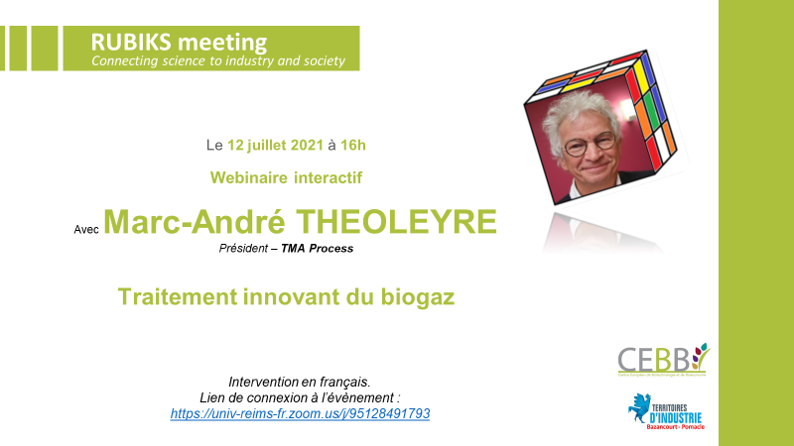 CEBB_innovation's tweet photo. Le webinaire RUBIKS revient !
RDV le 12 juillet à 16h pour découvrir les résultats du projet #methagrid mené au CEBB avec le témoignage d'un industriel avec qui nous avons collaboré.
#Biogaz, #méthanisation, #méthanation au programme https://t.co/J8GuEwlMHF