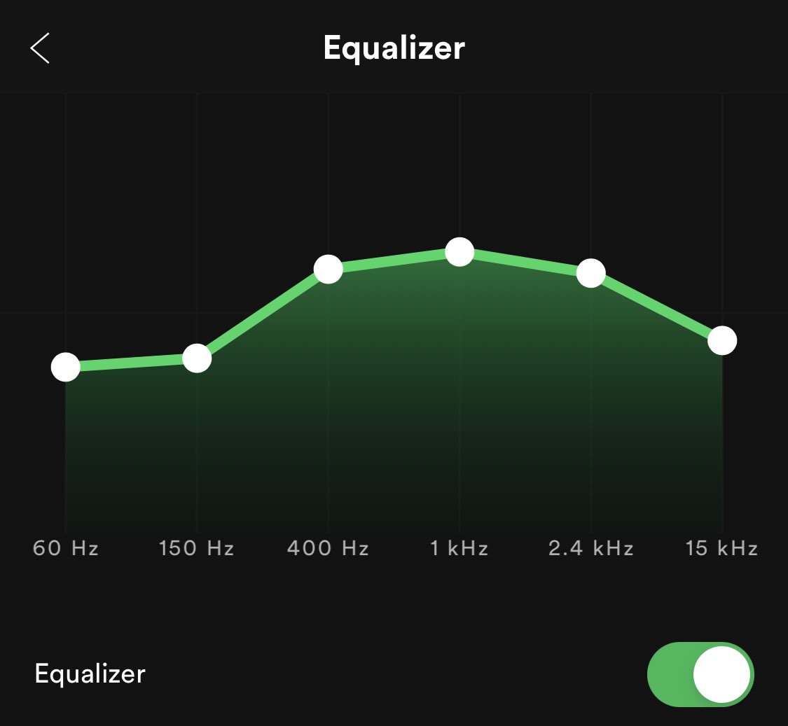 stykke Illustrer Kunde Carlos on Twitter: "hi spotify users, u don't need dolby atmos 🤭 use this equalizer  setting: https://t.co/yj8uvnr3w2" / Twitter