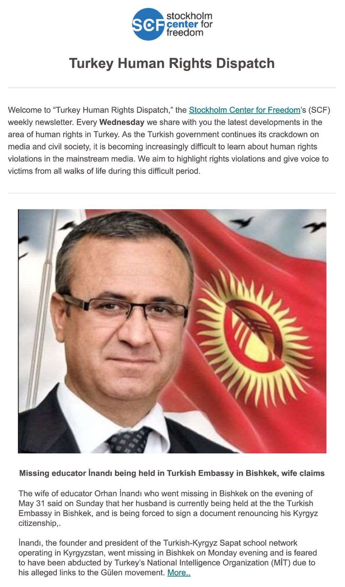 StockholmCF's tweet photo. The new issue of Stockholm Center for Freedom's weekly newsletter `Turkey Human Rights Dispatch` is out! You can read it at: https://t.co/SkHlZ0YrOk Don't forget to subscribe: https://t.co/Gw82OG6Uxr #StandUp4HumanRights https://t.co/oTitxZKxjj