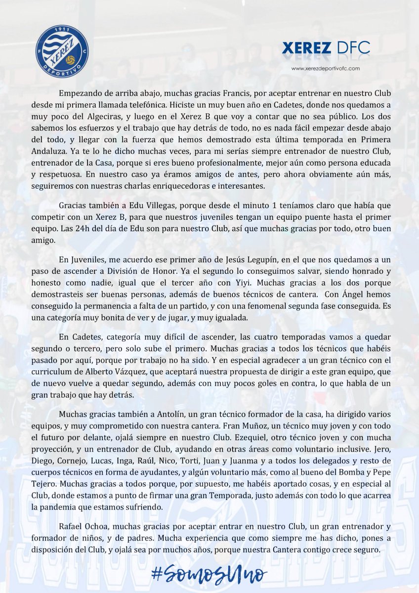 FcoJavier52's tweet photo. Buenas tardes a todos, ha sido un gran honor tener el privilegio de poder aportar mi granito de arena estos 4 años, y como de bien nacido es ser agradecido, adjunto carta de despedida como directivo https://t.co/ewJBKREMaA