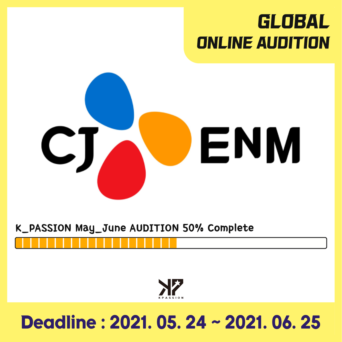 KPOPAUDITION1's tweet photo. [#KPASSION #AUDITION]
#Global #Kpopaudition
⏳ 50% by audition deadline
CJ ENM ent

Those who haven't participated yet, please hurry up and participate!
👉 https://t.co/L7EjE2SfGX

#Online #Audition
#Idol #CJENM https://t.co/Kfnikf2S0o