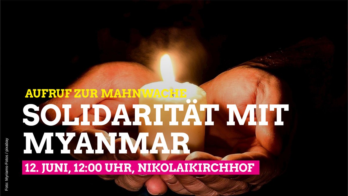 bauer_linus's tweet photo. Kommenden Samstag ist "Global Action for Myanmar Day" und wir wollen uns wieder solidarisch zeigen! ✊

Für 12:00 Uhr ruft ein breites Bündnis aus @LeftEchoLE, @platznehmen, @gruene_leipzig, Stiftung Friedliche Revolution &amp; Burmahilfe zu einer Mahnwache in Leipzig auf 🇲🇲 https://t.co/Tg9yCoggce