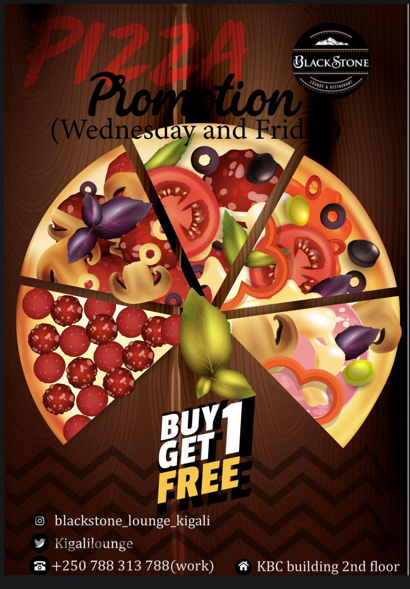 KigaliLounge's tweet photo. LET’S KEEP THE PROMO SPIRIT UP😍😍😍

It’s #Wednesday and You know the vibes 🥵

BUY ONE 🍕 GET ONE FREE 🍕

Remember, You deserve the Best!😉
#YouKnowTheSpot🥵🥵 https://t.co/RnhbJApvNd