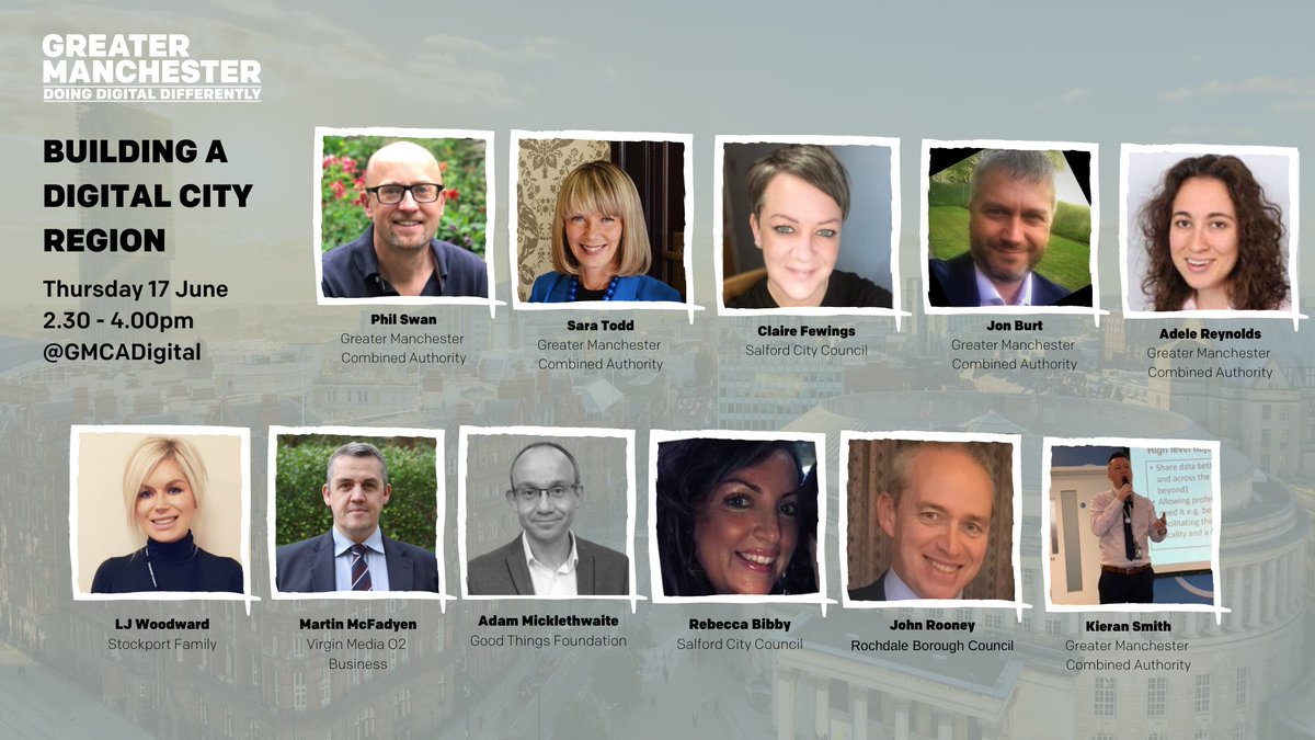 There is still time to book your place for our <a href="/DigiLeaders/">Digital Leaders</a> week event 'Building a Digital City Region'

📅 2.30pm 17th June

🗣️Panel members include: <a href="/phil_swan/">Phil Swan</a> <a href="/ajm_digital/">Adam Micklethwaite</a> @MartinDMcFadyen <a href="/Saratodd16/">Sara Todd</a> <a href="/SalfordCouncil/">Salford City Council</a> <a href="/JonBurt6/">Jon Burt</a>

Find out more &amp; book ⬇️
week.digileaders.com/talks/building…
