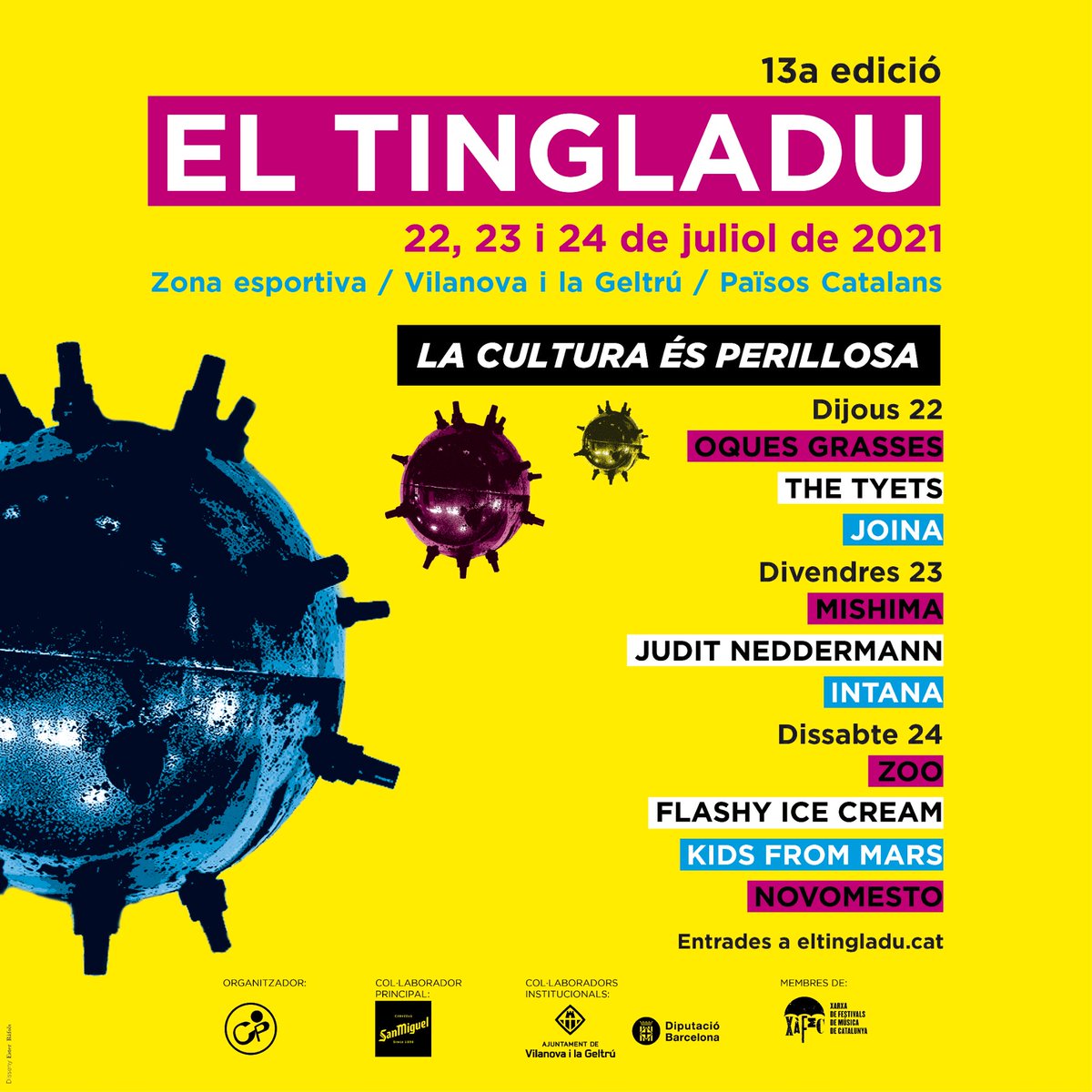 El Tingladu (@eltingladu) on Twitter photo 💥 SORTEIG D'UN ABONAMENT 💥
Entre tots els que feu RT i seguiu <a href="/eltingladu/">El Tingladu</a> sortejarem un abonament per #ElTingladu21! Teniu temps per participar fins dissabte. Sort!
👉 22, 23 i 24 de juliol a Vilanova i la Geltrú!
💶 Entrades a eltingladu.cat
#LaCulturaÉsPerillosa 💥 SORTEIG D'UN ABONAMENT 💥
Entre tots els que feu RT i seguiu <a href="/eltingladu/">El Tingladu</a> sortejarem un abonament per #ElTingladu21! Teniu temps per participar fins dissabte. Sort!
👉 22, 23 i 24 de juliol a Vilanova i la Geltrú!
💶 Entrades a eltingladu.cat
#LaCulturaÉsPerillosa