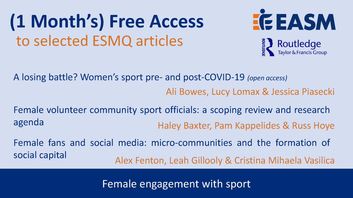 EuroSportManQ's tweet photo. The articles are available at @tandfsport : https://t.co/2opCgWHgGg, https://t.co/0PTSHJW9lN and https://t.co/QRAzB1Caav 
@DrABowes  @JessCoulson90 @haley_baxter20 @alexfenton @leahgillooly @cristinavas https://t.co/hBrZM9fHb3
