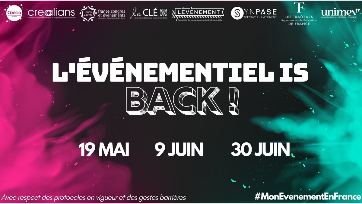 💪L'événementiel is back ! 🎉🎆😃 

#relance #reprise #jauges #eventprofs #eventpros #LÉVÉNEMENT #événementiel #ensemble #bettertogether #filière #liberté