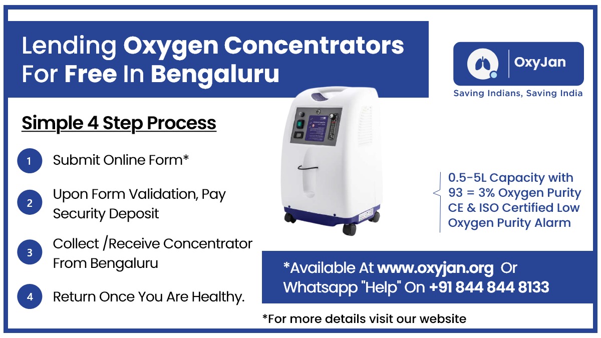 oxyjanindia's tweet photo. Get Oxygen Concentrator on Zero Rent in Bengaluru.
Submit request via https://t.co/vQ5ffxLPlk
or
WhatsApp HELP on +918448448133 (Whatsapp only). 
For complete process, visit https://t.co/SvIxNSJfp9. 
Wishing all a speedy recovery. 
Team OxyJan
#SavingIndiansSavingIndia https://t.co/gsYtOP6vST