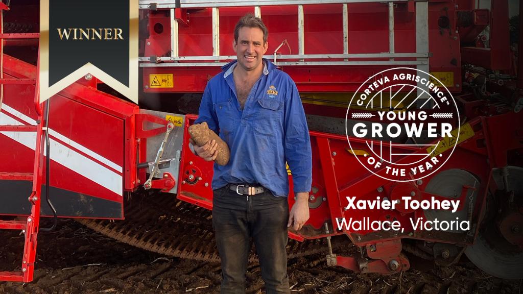 Congratulations to Xavier Toohey from Wallace, Victoria on winning the Corteva Agriscience Young Grower of the Year at this years <a href="/AUSVEG/">AUSVEG</a> awards. His tenacity &amp; enthusiasm for producing potatoes are incredible. Read more here  spr.ly/6017yzVu1