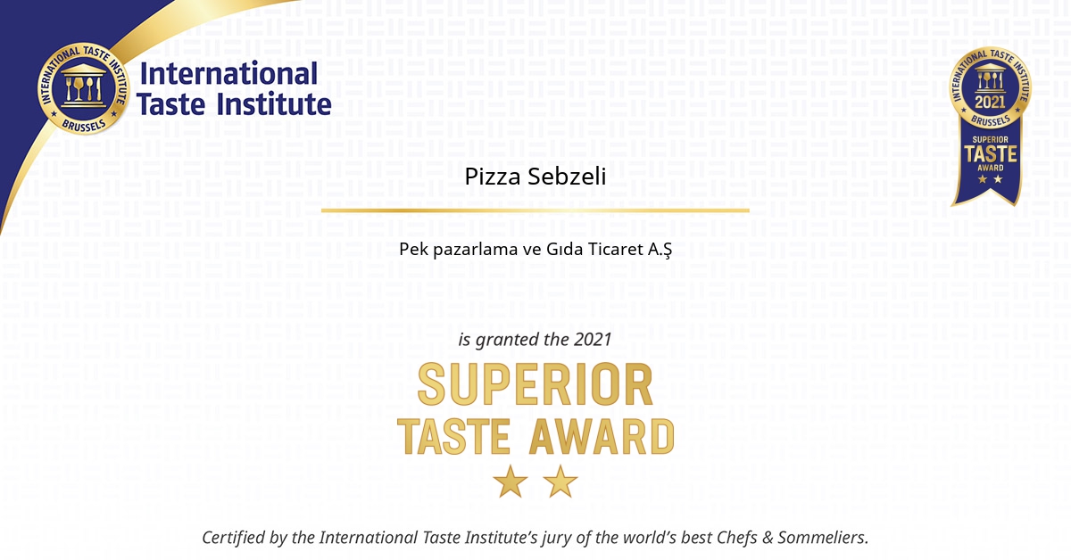 Pizza Sebzeli'den tam not aldık! 🍕 😊
Dünyanın en iyi şef ve sömeliyelerinin jürilik yaptığı @itqi International Taste Institute (Uluslararası Lezzet Enstitüsü), Pizza Sebzeli’nin tadını #SuperiorTasteAward (Üstün Lezzet Ödülü) ile taçlandırdı!
 #ÜstünLezzetÖdülü