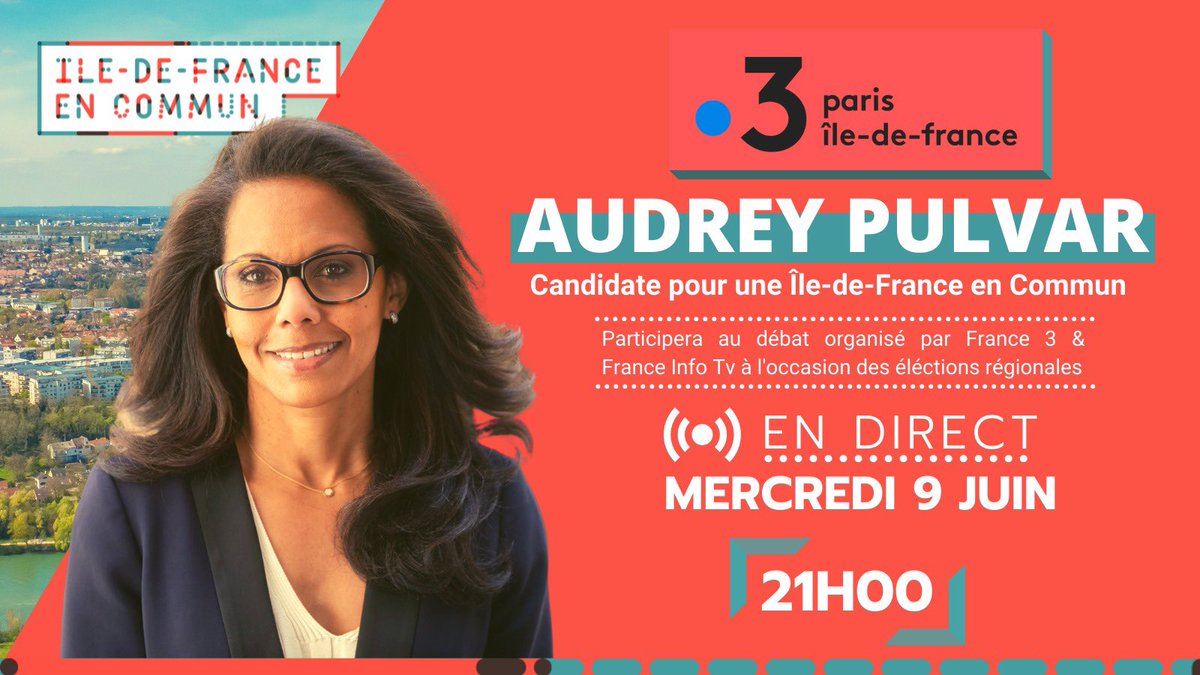 RachidTemal's tweet photo. Soyons nombreux ce soir pour entendre les propositions d’@AudreyPulvar et @idf_encommun pour enfin vivre dans une région #IledeFrance où la justice sociale et écologique sera une réalité pour tous les franciliens ! 
#IlEstTemps 
Le 20 juin, je vote #audreypulvar !
#regionales2021 https://t.co/9P9SFR0q7j