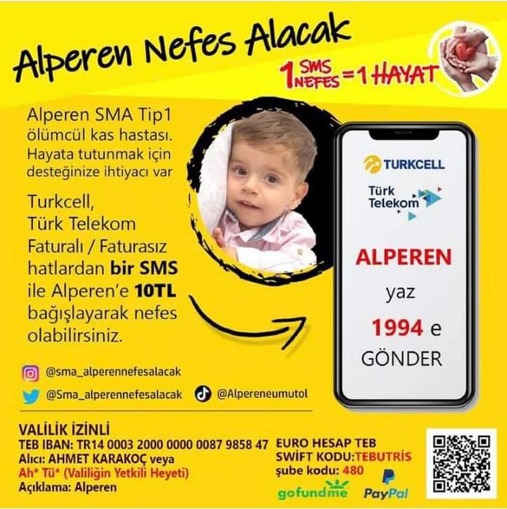 Yalaz033's tweet photo. #TürkiyeAlpereneNefesOl SMA Hastası bu kardeşimiz Yurtdışında tedavi görmesi gerekiyor lütfen duyarlı olalım
#TürkiyeAlpereneNefesOl
@nuriyeboran @TDolunay_1071 @sengulllozdemir @niluferneris22 https://t.co/qyNQi2WiMM