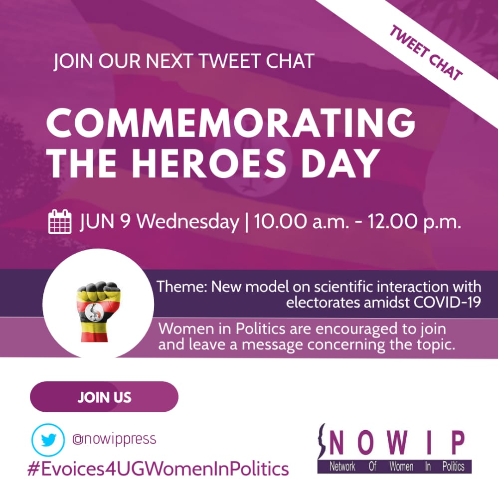 nowippress's tweet photo. #Happeningnow As #womeninpolitics, how should we remain visible now that lockdown is back?
@kirabo_jane
@prossie91
@allen_nalusiba
@MugabeOlivia
@BerylBabirye
@BusiroMp
@AnnetMawejje
@UMWAandMamaFM @DGFUganda17 #evoices4ugwomeninpolitics
#ewipproject https://t.co/jNpPFwVx2h https://t.co/uDedPOxQqn