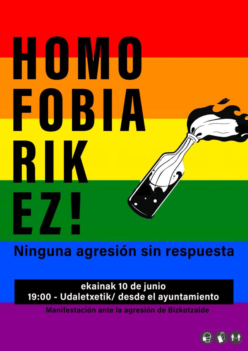 OZENlgtb's tweet photo. Manifestación mañana a las 19:00 desde el ayuntamiento de Basauri por la brutal agresión homófoba del pasado fin de semana. ERASORIK EZ, ERANTZUNIK GABE! 🔥 SI TOCAN A UNE NOS TOCAN A TODES! https://t.co/BOEfaX2RcW