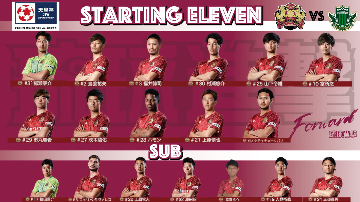 Fc琉球 Fc Ryukyu S Tweet 天皇杯 2回戦 松本山雅fc Fc琉球 Lt Starting Gt Gk 猪瀬康介 Df 鳥養祐矢 福井諒司 村瀬悠介 山下令雄 Mf 富所悠 市丸瑞希 茂木駿佑 ハモン Fw 上原慎也 シティチョークパソ Reserve 積田景介 フェリペ